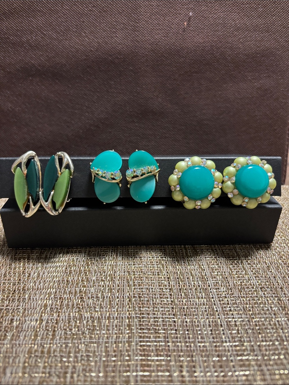 Vintage opalescent lucite earring bundle green